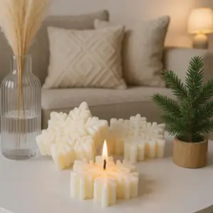 Detailed 3D Snowflake Winter Candle