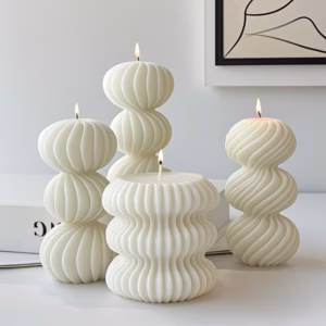 Geometric Striped Orb Decorative Candle