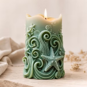 Ocean Wave Starfish Decorative Candle